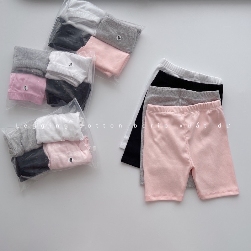 SET 4 QUẦN LEGGING LỬNG CHO BÉ (4 màu hồng, trắng, ghi, đen hoặc than)