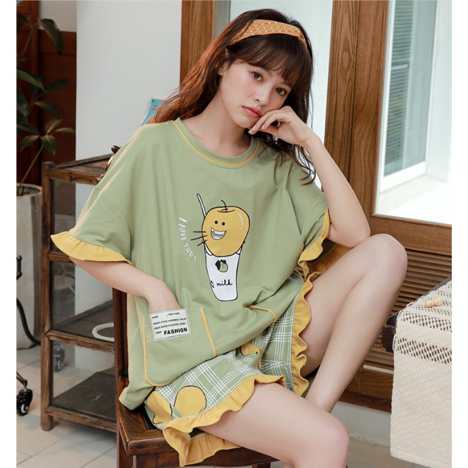 Bộ Mặc Nhà, Bộ Ngủ Cotton - Cá Tính, Phong Cách Hàn Quốc - Hàng Hót Mã A175 | BigBuy360 - bigbuy360.vn