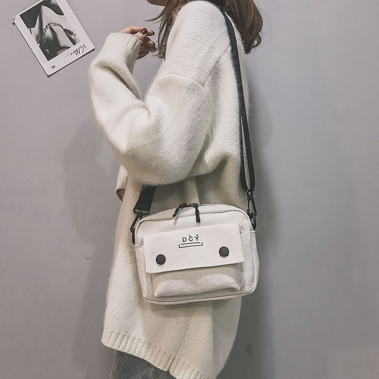 Túi Tote Đeo Chéo Nam Nữ Unisex Ulzzang Thời Trang Vải Canvas Thêu Chữ DCY, T007