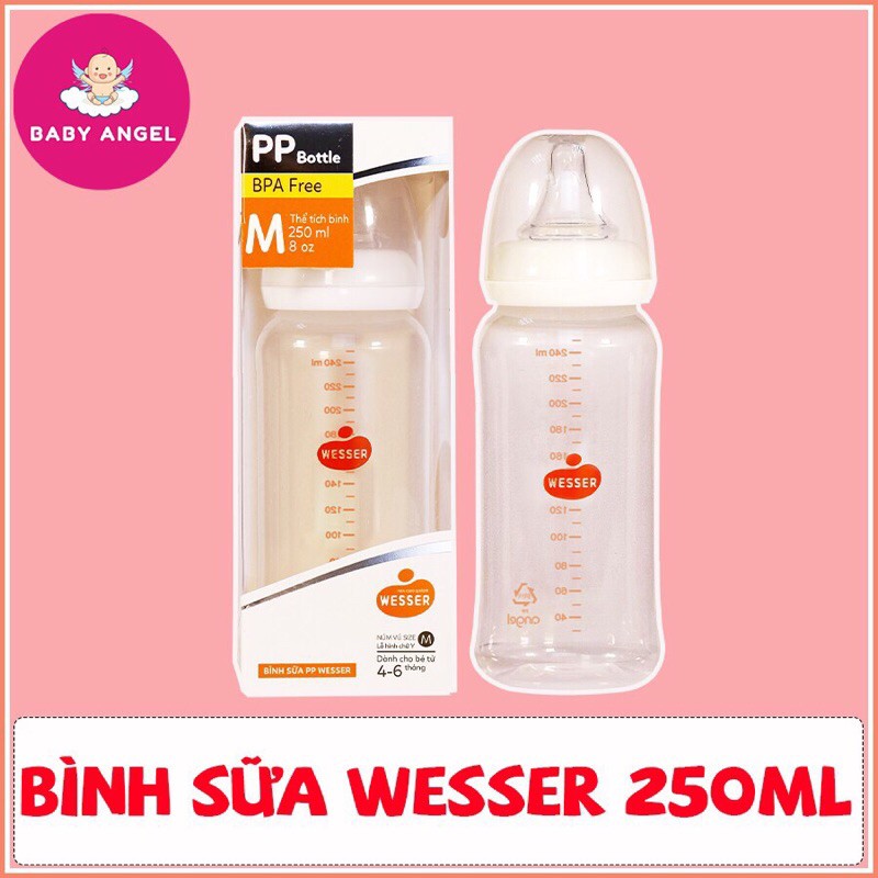 Bình Sữa Cổ Hẹp PP Weser Chính Hãng Nhập Khẩu Hàn Quốc 60ml, 140ml, 250ml, Cổ Rông 180ml, 280ml