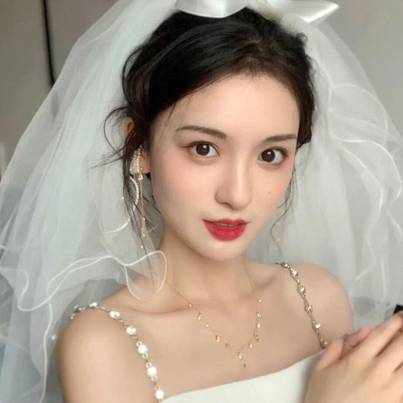 Mạng Che Mặt 4 Tầng Màu Trắng Cho Cô Dâu