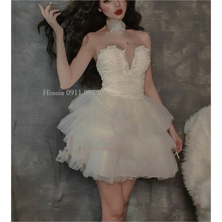 [HINOIS] Đầm Dự Tiệc Dáng Xoè Cúp Ngực CÓ MÚT , Đầm Phối Ren, 3 MÀu Đen- Nude- Trắng-KÈM ẢNH THẬT&VIDEO