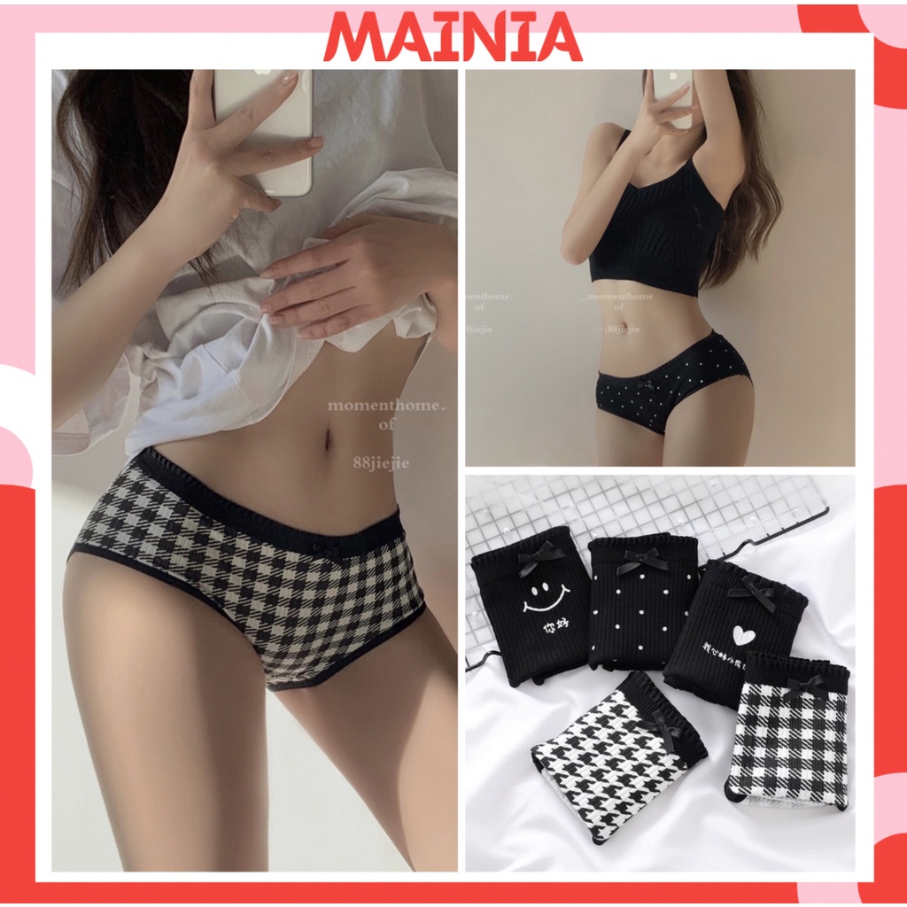 [Có M] Quần Lót Nữ Cotton Màu Đen Nhiều Hoạ Tiết Chíp Nữ Màu Đen Xinh Xắn Dễ Thương Mainia Shop