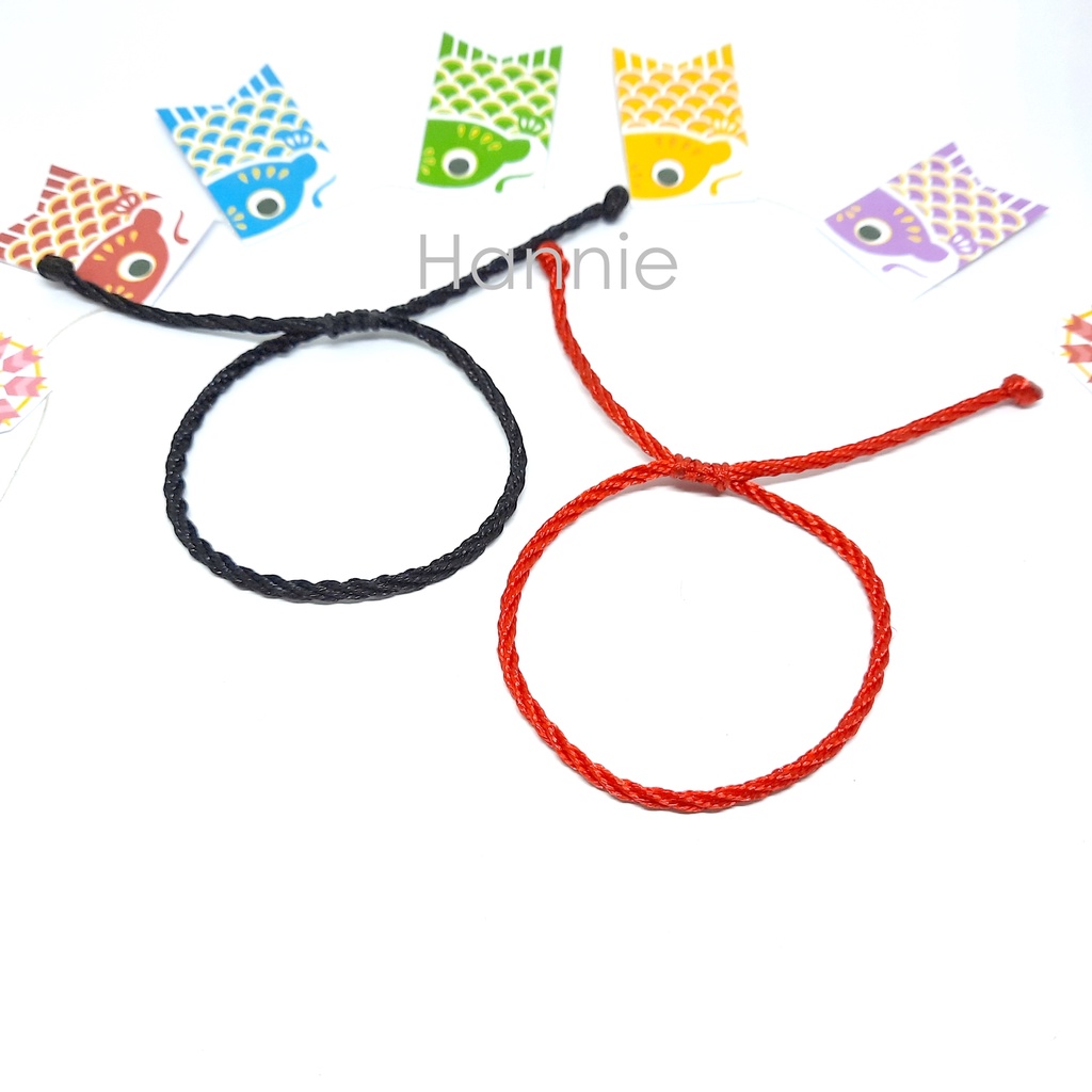 (Đỏ/Đen) Vòng tay dây Nhật dây rút đeo tay nam nữ - Lucky Bracelet handmade đơn giản