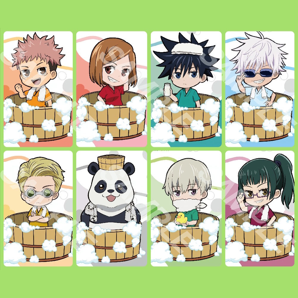 Ảnh card bo góc in hình JUJUTSU KAISEN ver TẮM HƠI Chú Thuật Hồi Chiến thẻ bo viền 5*8cm anime chibi sưu tầm #