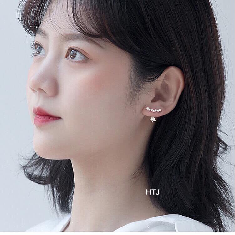  Bông tai nữ bạc thật ngôi sao lấp lánh LINH MIU SILVER