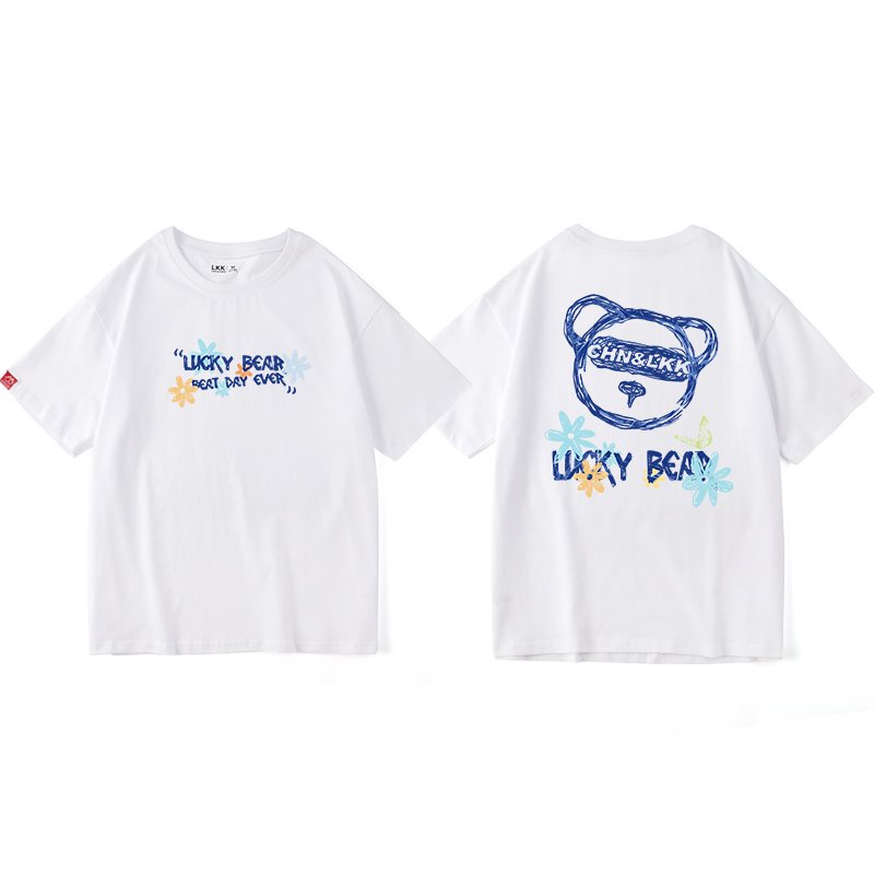 Áo thun LUCKY BEAR tay lỡ Unisex , áo phông form rộng.(V234)