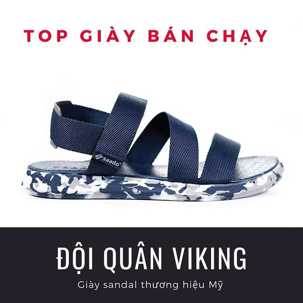 Dép sandal nam SAADO camo xanh navy đi học, đi chơi [HÀNG CHÍNH HÃNG]