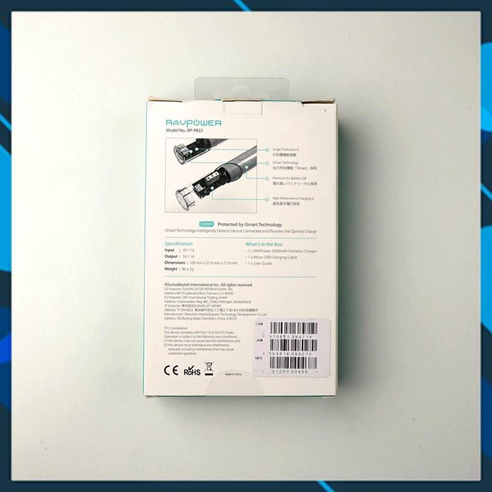 Pin dự phòng RAVPower RP-PB33 3350mAh