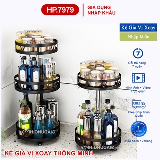 Kệ Gia Vị Xoay Thông Minh  [NHẬP KHẨU] Giá Đựng Gia Vị Xoay Tròn + Vuông Đa Năng Tiện Lợi, Chất Liệu Cao Cấp Bền Bỉ
