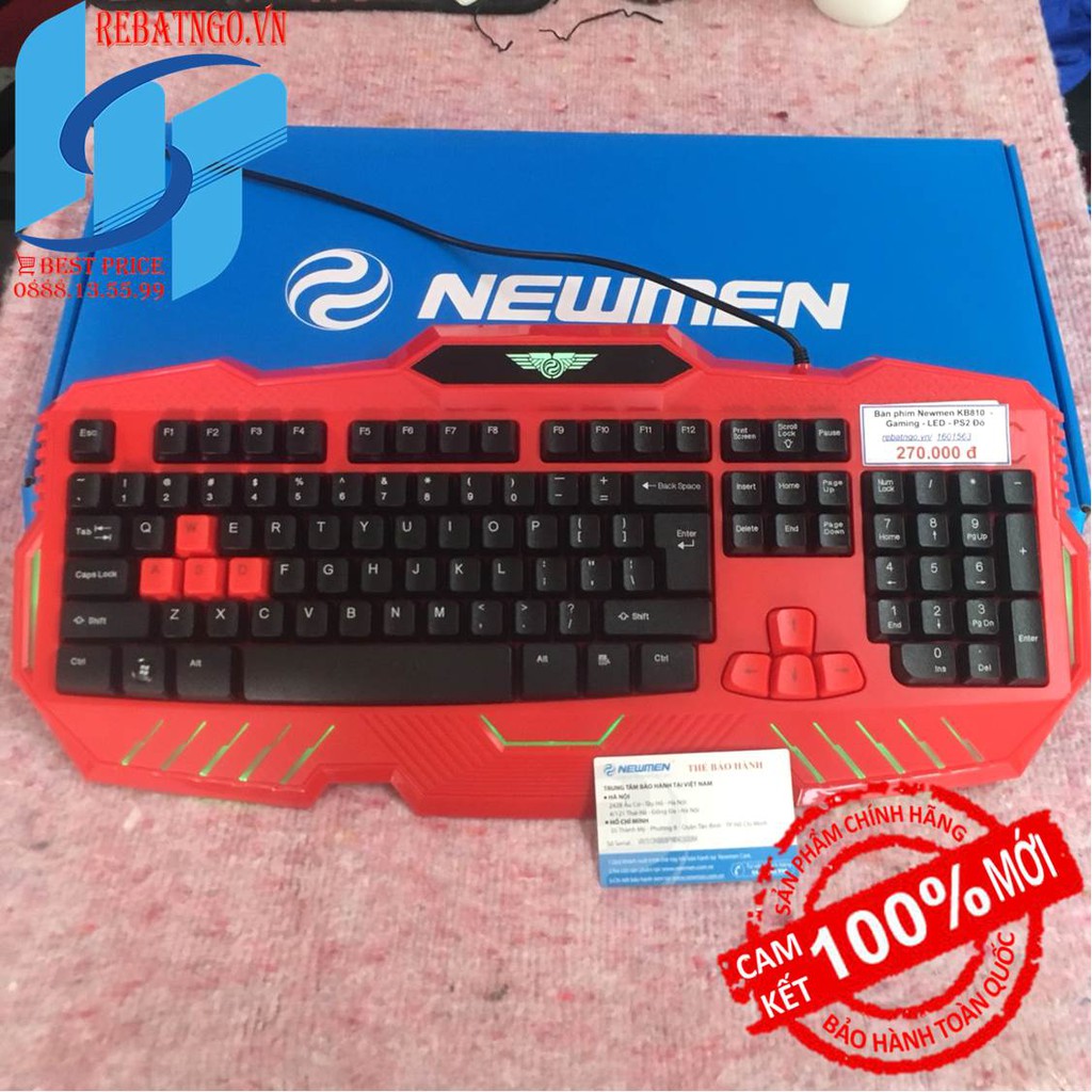 [Mã ELFLASH5 giảm 20K đơn 50K] Bàn phím Newmen KB810 - Gaming - LED - PS2 Đỏ