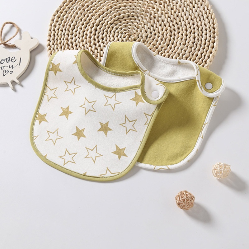 Set 2 Yếm Ăn Cotton Mềm Mại Chống Thấm Nước Cho Bé