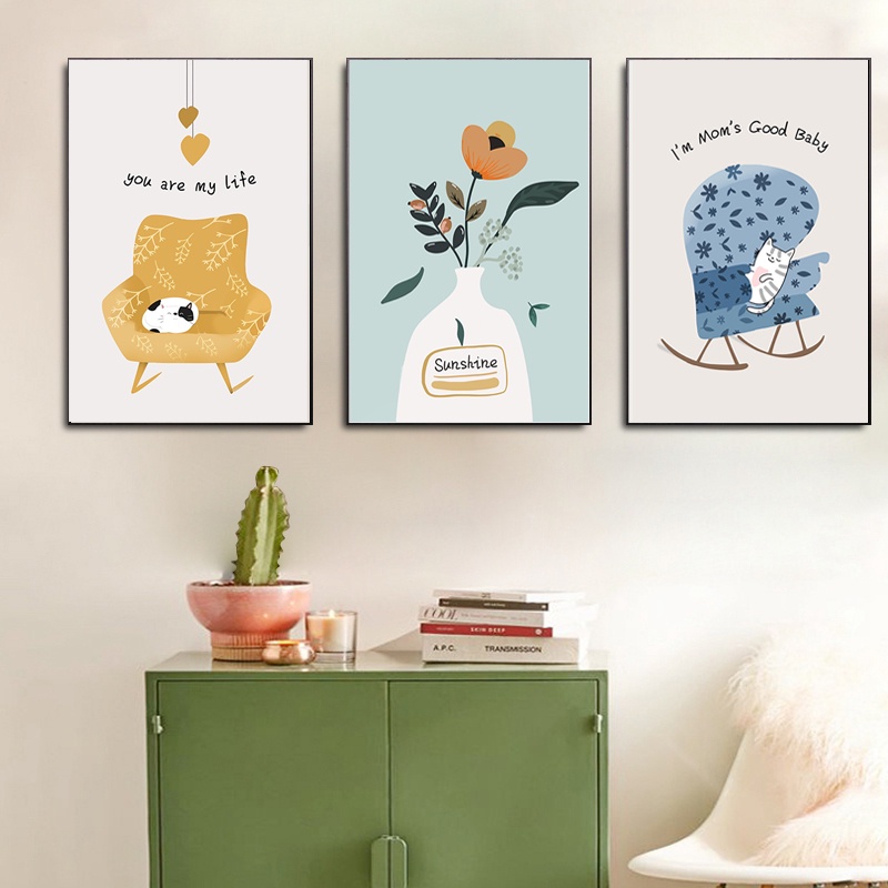 Tranh treo tường họa tiết hoa kiểu dáng đơn giản sáng tạo trang trí nội thất