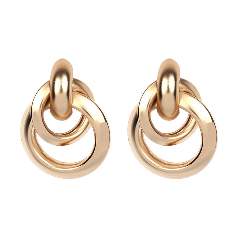 1 Đôi Bông Tai Hình Học Xoắn Nút Bằng Kim Loại Nhỏ Cho Nữ