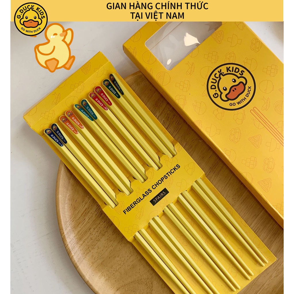 Đũa Ăn An Toàn G.Duck Chất Liệu Hợp Kim Thép Không Gỉ Và Sợi Thủy Tinh Hộp 5 Đôi Hàng Cao Cấp