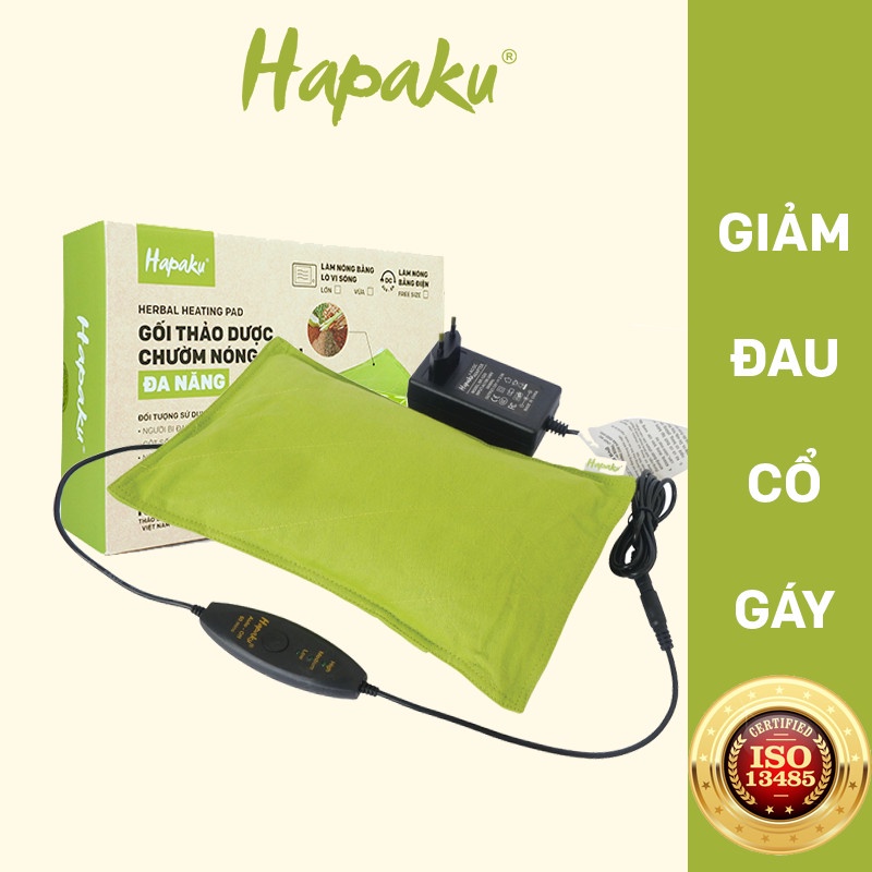 Gối Chườm Thảo Dược Kê Cổ Gáy Hapaku Giảm Đau Nhức Mỏi Làm Nóng bằng Điện 24V - Size 34 x 24 x 4.5cm