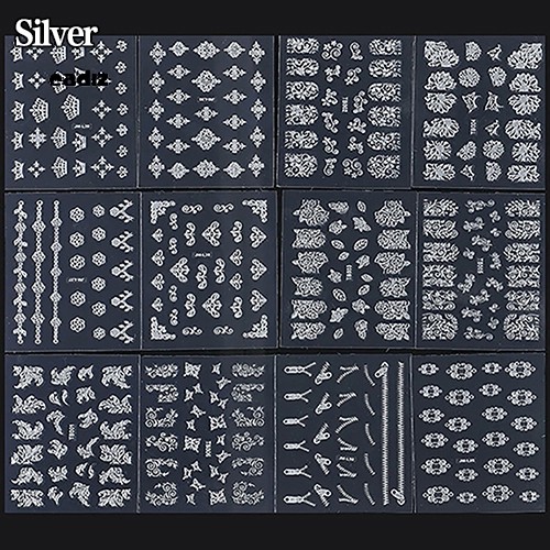 [Hàng mới về] Bộ 12 cái nhãn dán trang trí móng tay nghệ thuật kiểu cách 3D