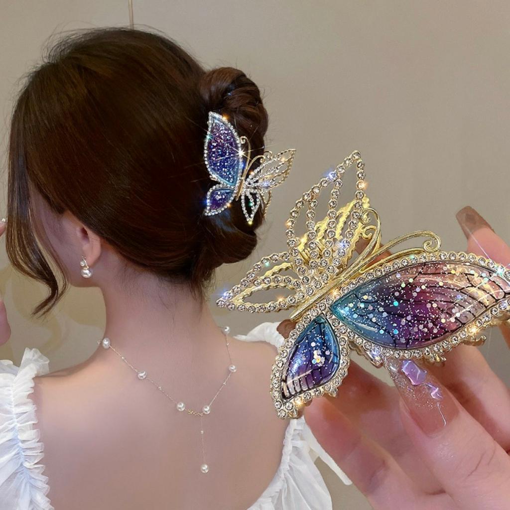 [Hàng thiết kế] Kẹp tóc càng cua kim loại đính nơ ren chấm bi và hạt châu xinh xắn cỡ lớn dành cho bạn nữ