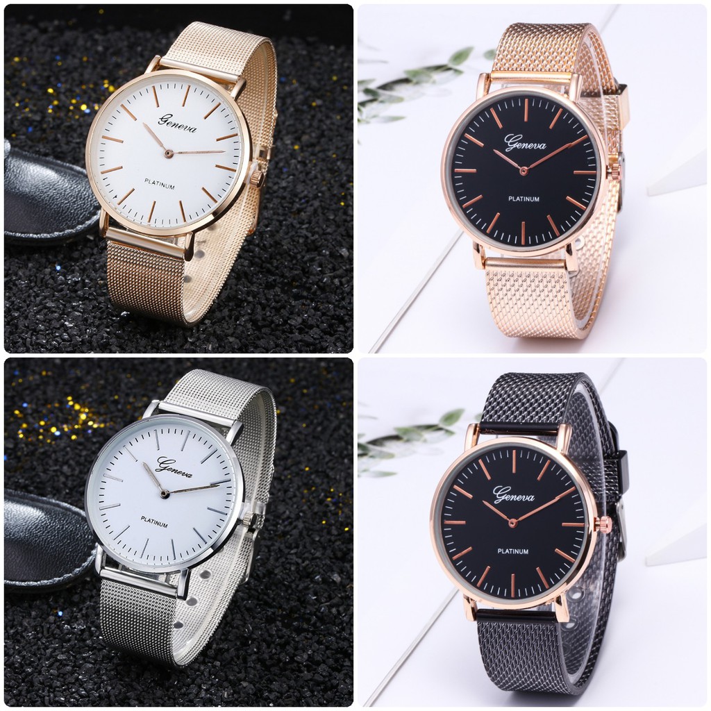 ĐỒNG HỒ NAM NỮ GENEVA DÂY LƯỚI CỰC ĐẸP