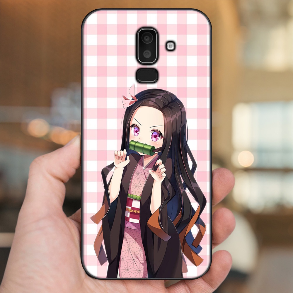 Ốp lưng Samsung J8 viền đen in hình Nezuko Kimetsu no Yaiba
