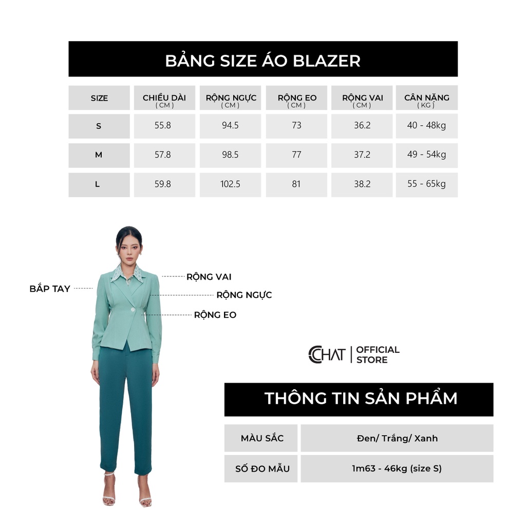 Áo Blazer Nữ 𝐂𝐂𝐇𝐀𝐓 Ly Eo Thắt Đai Chất Tuytsi Cao Cấp 22EHS2008OT