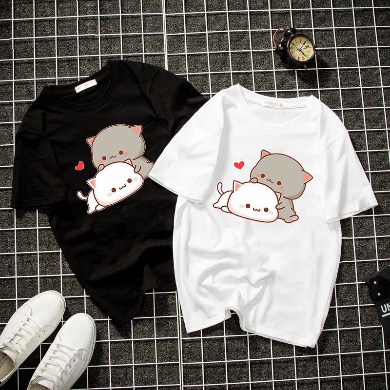 Áo thun unisex chibi mèo dễ thương form rộng vải dày mịn ATCO008