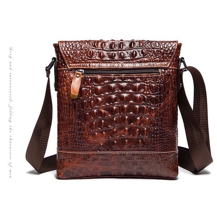 Túi đeo chéo nam da cá sấu 100% T28 28x24x5.5cm bảo hành 12 tháng  DIENMAYPICO