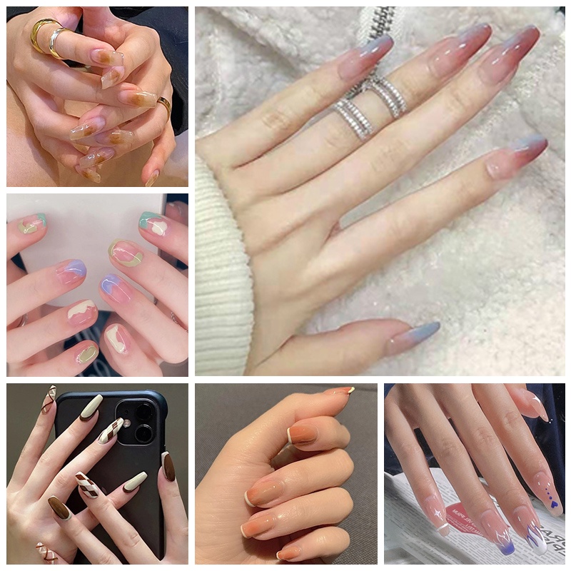 [Hàng mới về] Hộp 24 móng tay giả che phủ toàn diện mẫu R241-R260 tùy chọn có keo dán thời trang