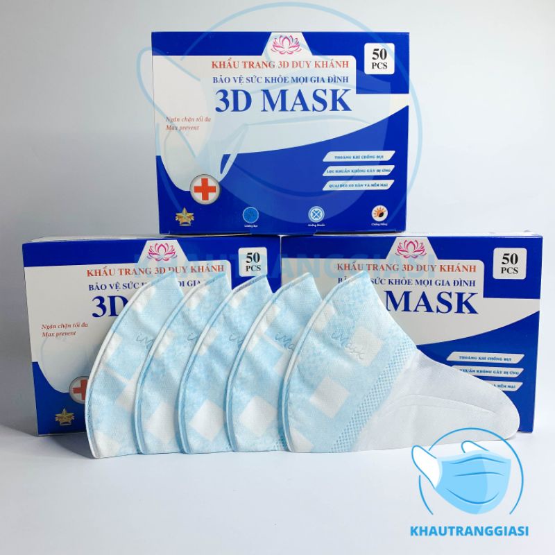 Khẩu trang 3D sọc ca rô hộp 50c | BigBuy360 - bigbuy360.vn