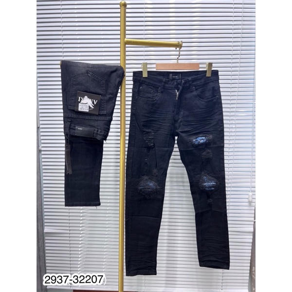 Quần Bò Nam Cao Cấp Vá Xanh Co Giãn - Quần jeans rách vá vải Cho Ae