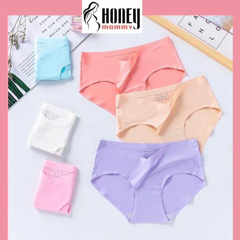 (Hàng Chuẩn) Quần Lót Bầu Su Đúc Và Sau Sinh Kháng Khuẩn Thông Hơi Cạp Chéo, Đồ Lót Bà Bầu HN1603 Honey Mommy