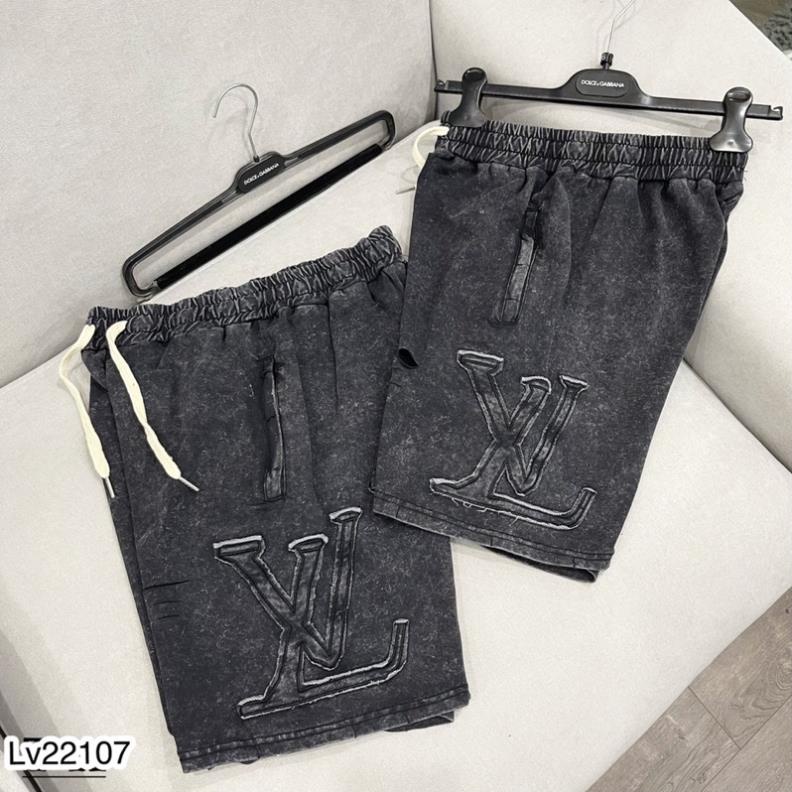 [Sẵn hàng] Quần Ngố LV Nam Thêu Logo Siêu Đẹp - Quần Đùi LV Nam Loang Chất Cotton Mát Mịn
