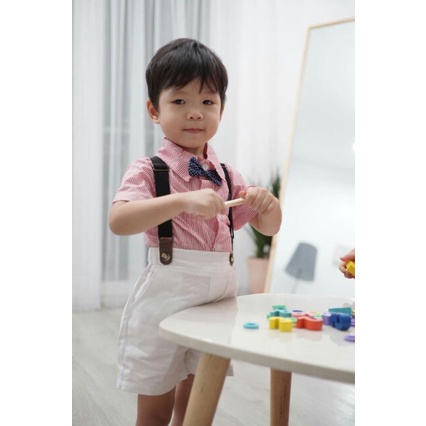 Set yếm công tử kèm áo sơ mi kẻ Mialy Kids cho bé trai diện Tết (8 - 21 kg) - Vải mềm mại, thấm hút tốt cho da bé