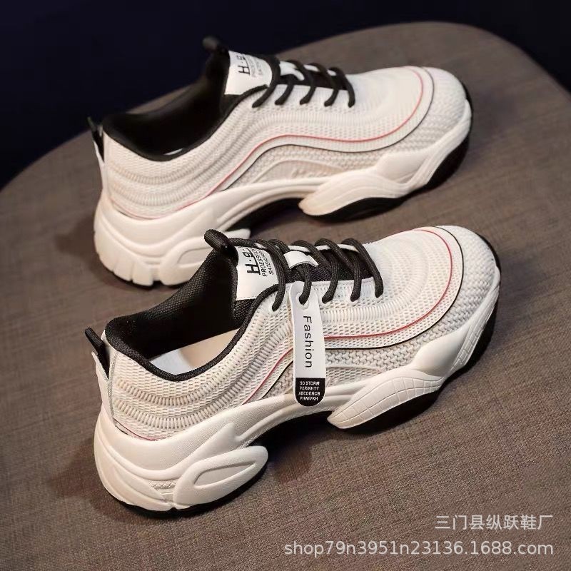 Giày Sneakers Nữ, Giày Thể Thao Nữ Đế Độn 3cm Lượn Sóng Màu Kem Cá Tính Hot Trend Minhtushoes Giày Dép Nữ Cao Cấp BH12 | BigBuy360 - bigbuy360.vn