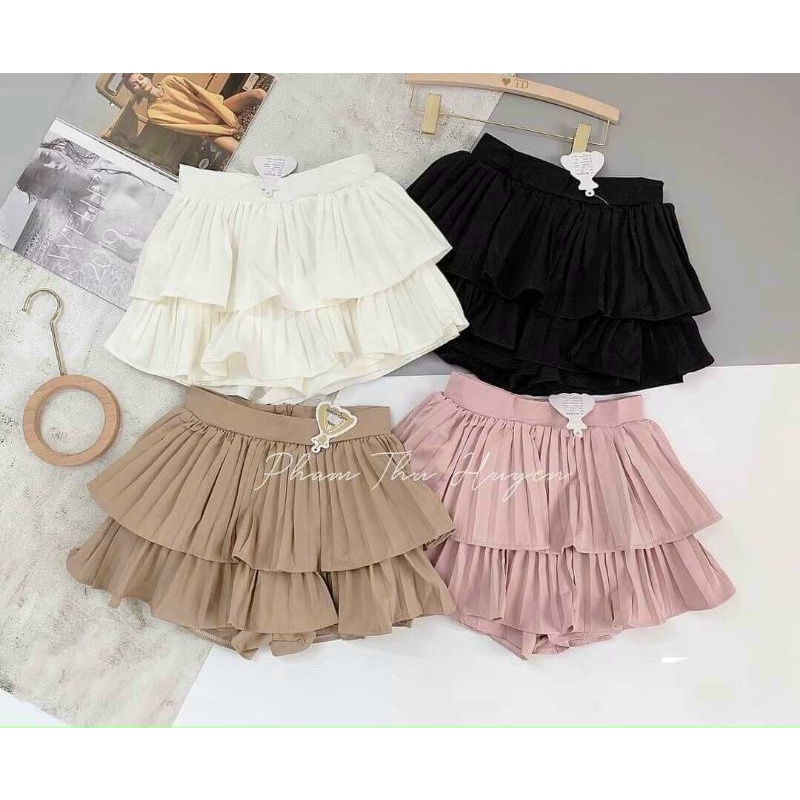 Chân váy xòe dập ly 2 tầng siêu cưng