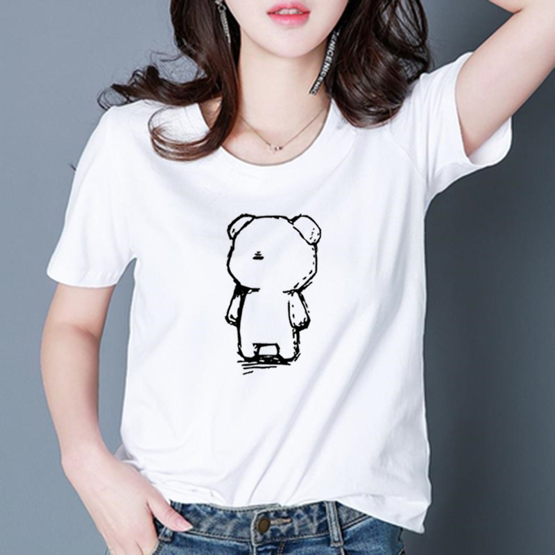 NRVP Áo thun nữ ngắn tay cổ tròn thời trang 2021 xinh xắn