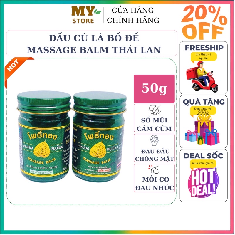 (Chính Hãng) Cù Là Bồ Đề Massage Balm Thái Lan 50g/ Hương Thơm Thư Giản Sảng Khoái