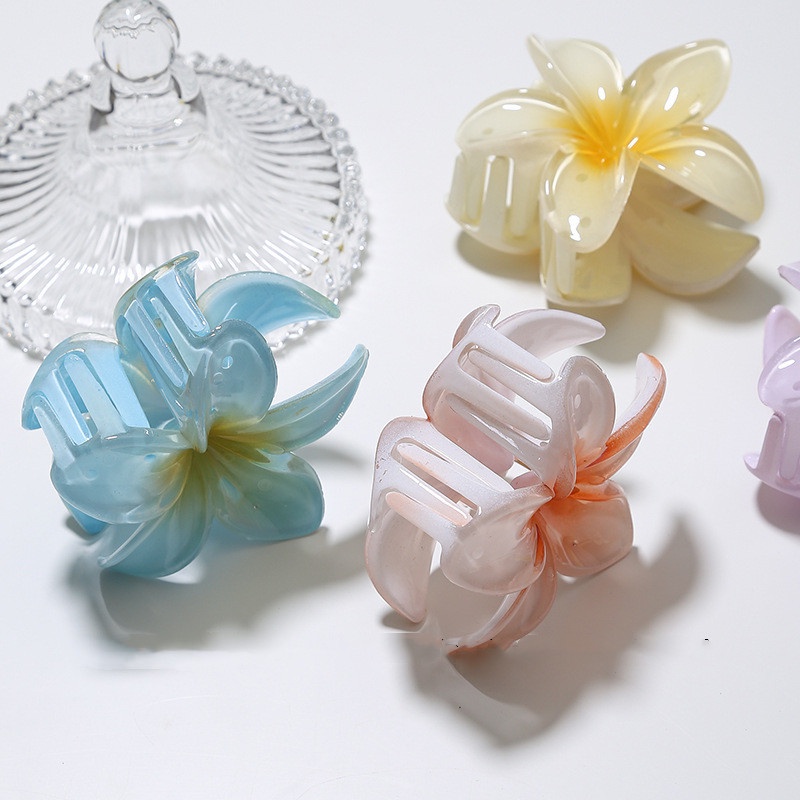 Kẹp Tóc Hoa Lily Bằng Nhựa Màu Gradient Dễ Thương Cho Nữ