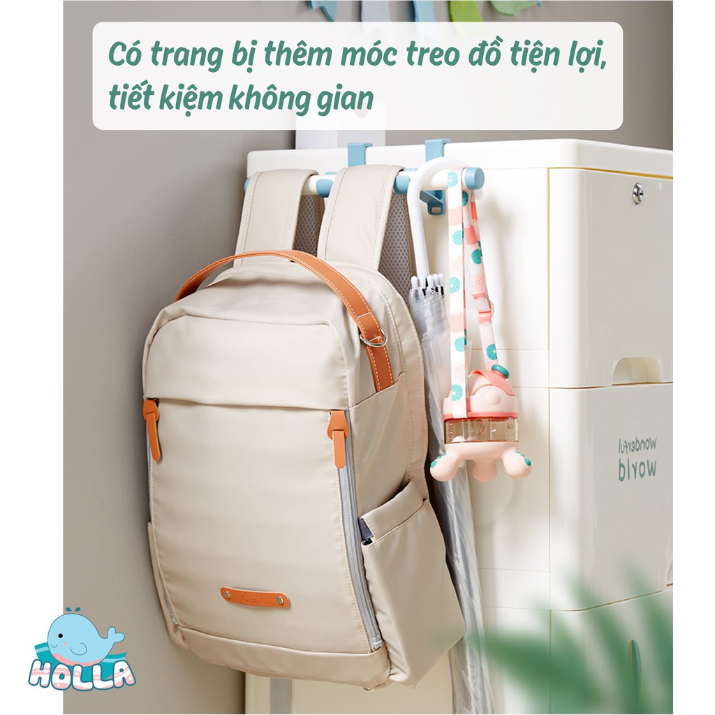 Tủ nhựa 5 tầng cho bé và gia đình CAYABE Holla đựng quần áo, đồ dùng thỏ con màu hồng có bánh xe