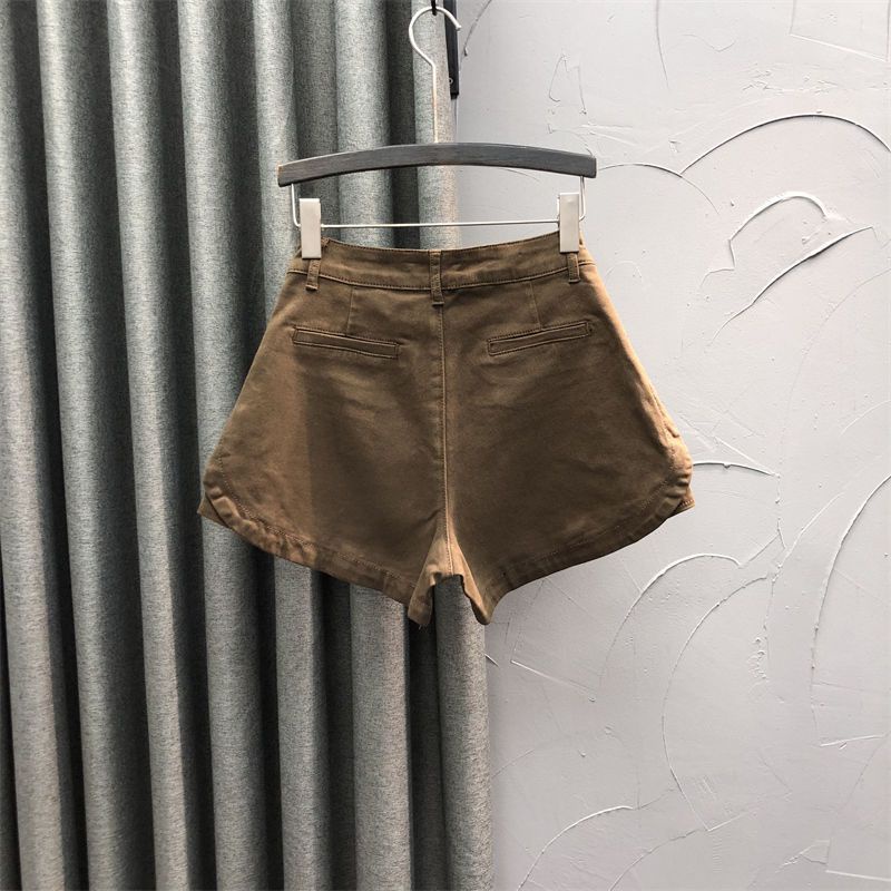 Coffee casual denim shorts women's 2022 new spring and summer high waist and slim style A wide-leg hot pants