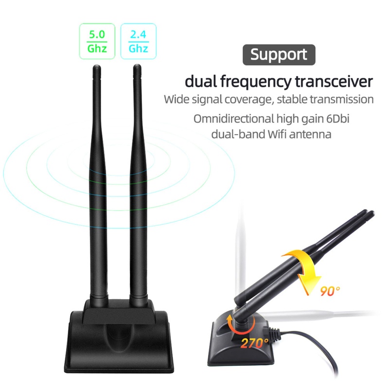 Ăng Ten WiFi Băng Tần Kép 2.4GHz 5GHz Cho w / RP-SMA