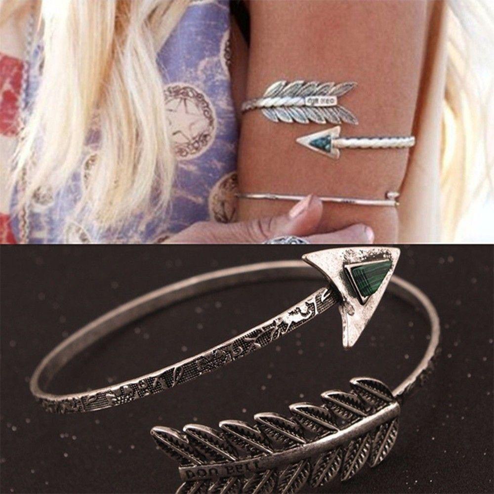FORBETTER Vòng Đeo Cánh Tay Charm Mũi Tên Phong Cách Bohemian Cổ Điển Hàng Mới