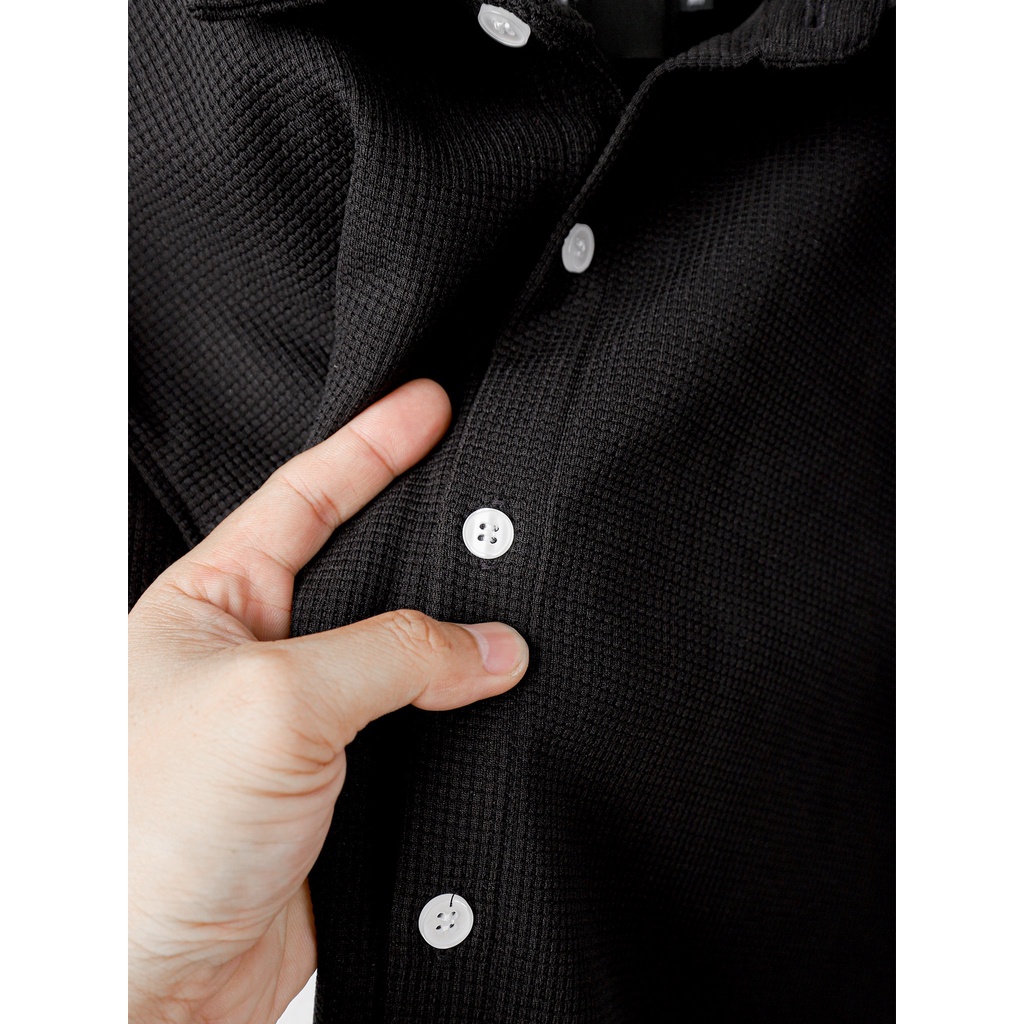 Áo sơ mi nam ngắn tay chất vải tổ ong thoáng mát, không nhăn ,form regular Normal AMANLAB