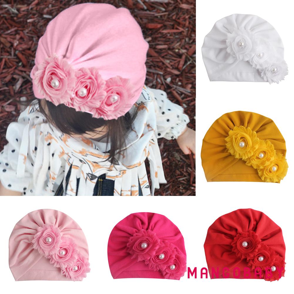 Mũ turban đính hoa đáng yêu cho trẻ em
