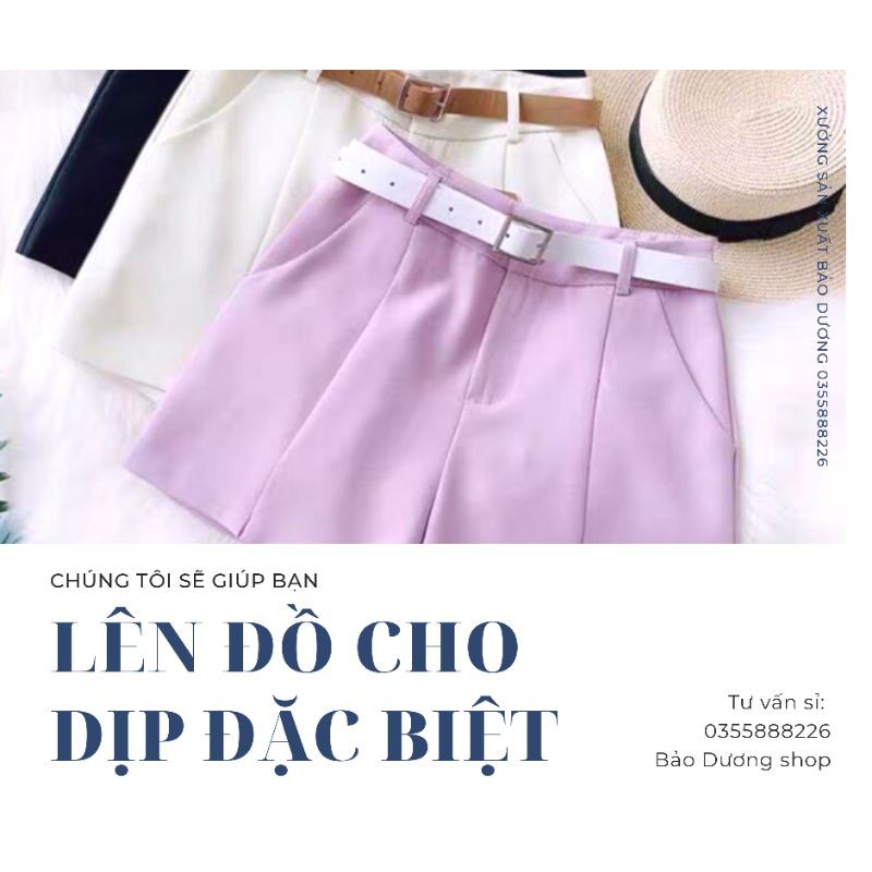 Quần Sóc Nữ Cạp Cao Tặng Kèm Dây Lưng