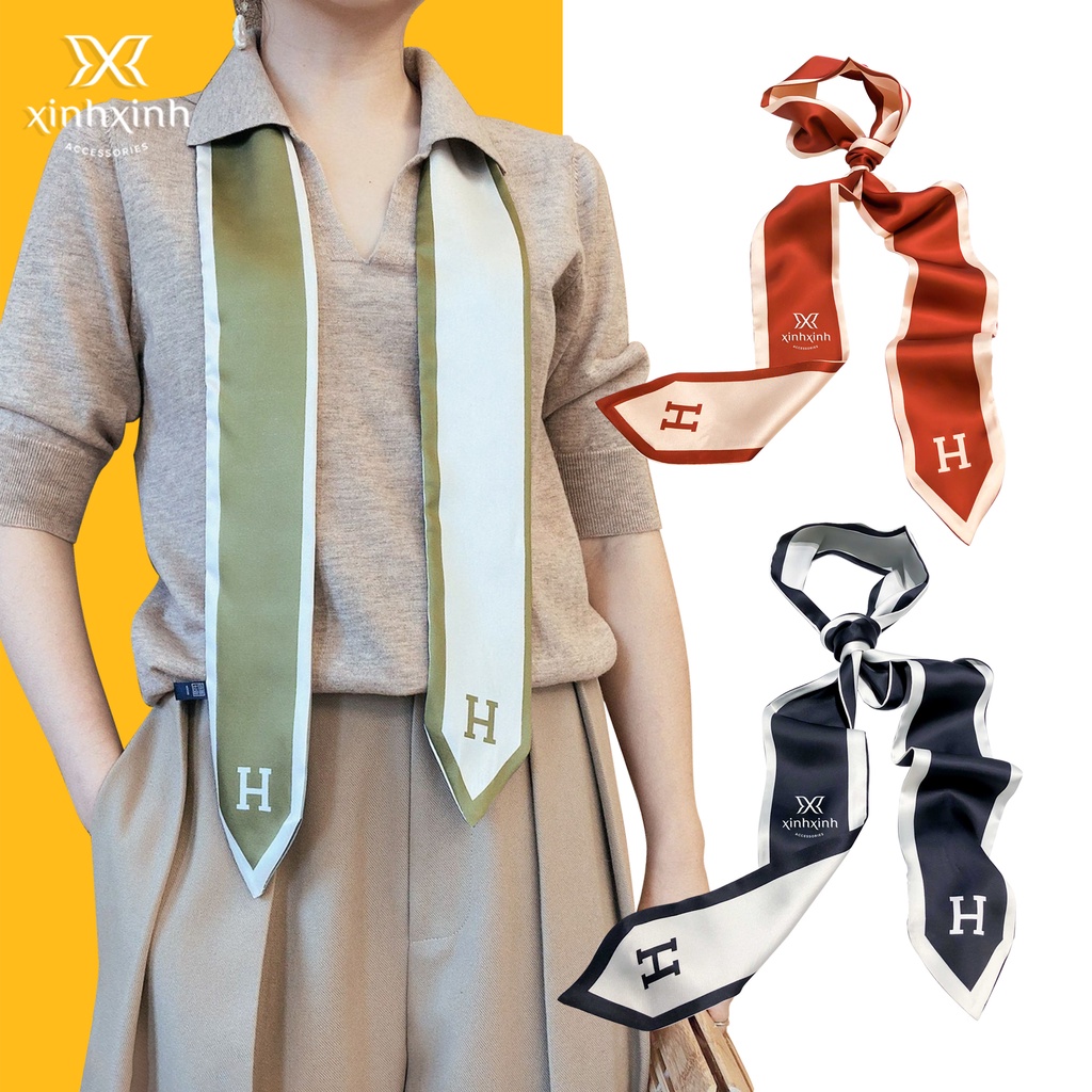 Khăn lụa H trơn dài nhỏ - Xinh Xinh Accessories