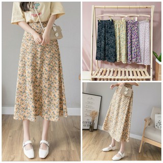 Chân Váy Hoa Nhí Vintage Chun Sau Nhiều Màu - Chân Váy Dài Vintage Chất Liệu Voan Nhật CV18