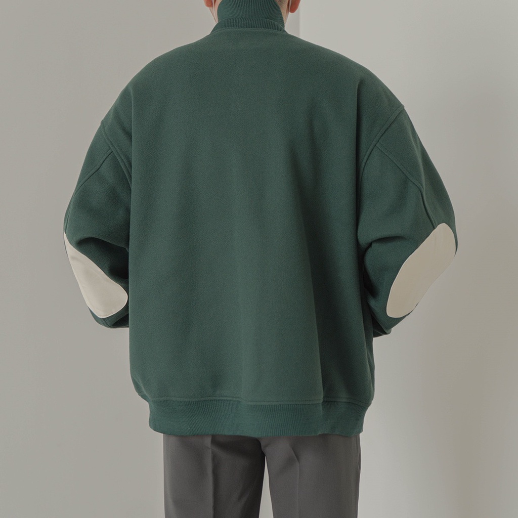 Áo varsity basic 2 màu xanh rêu,xanh tím than