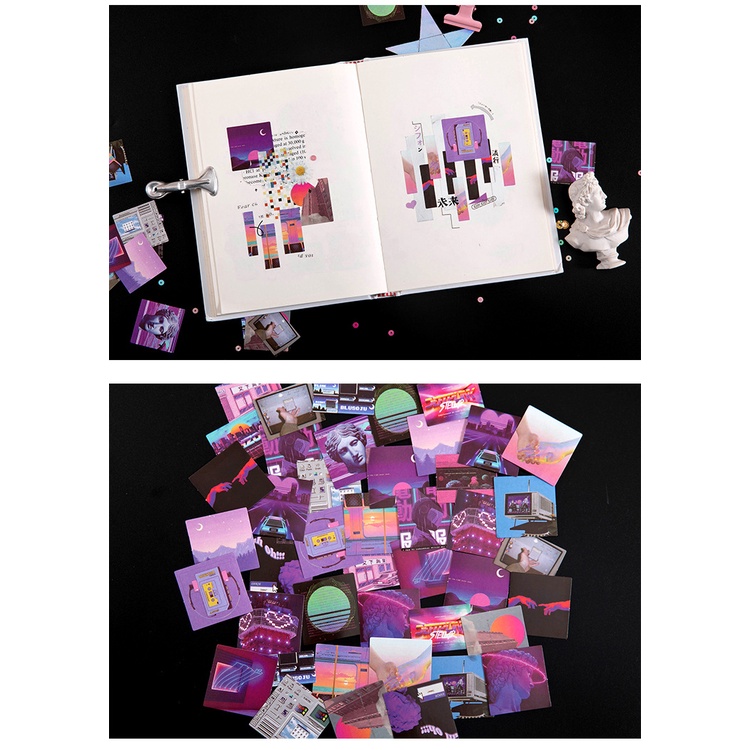 Set 45 Tờ Miếng Dán Hình Phong Cách Dùng Trang Trí Sổ Tay Diy