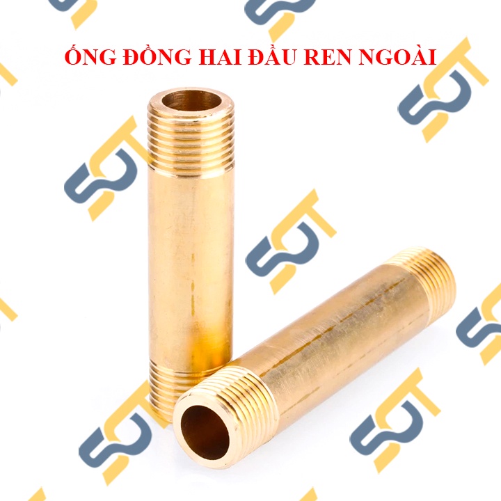 [ỐNG TIỆN REN] Đầu nối ống hai ren ngoài BSP hệ G, đốt nối ren dài 10cm &amp; 1 tấc - Chất liệu Đồng thau